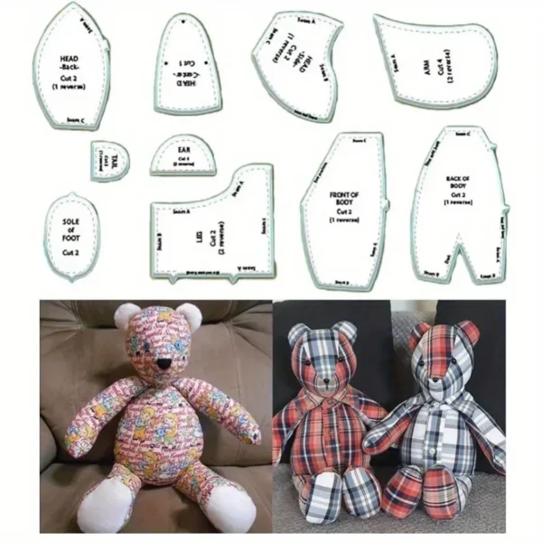 10 Pieces/set Memory Bear Sewing Pattern Ruler Acrylic Gift - Image 3